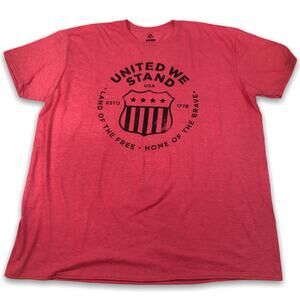 United We Stand Crest Land of the Free Graphic Tee Shirt Men's XXL Red